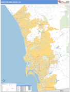 Greater San Diego Metro Area Digital Map Basic Style